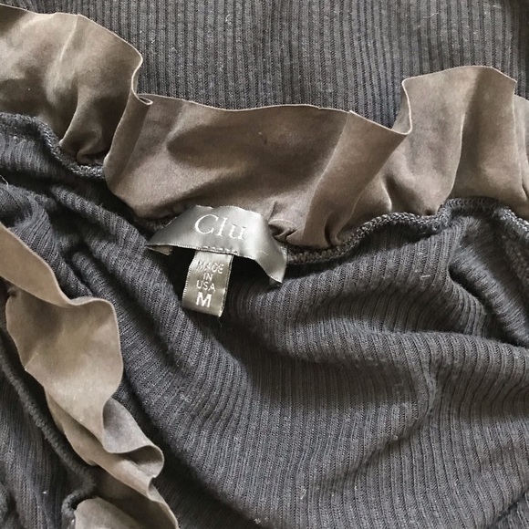 CLU Ruffle Ribbed Light Weight Black Cardigan M - Picture 6 of 11